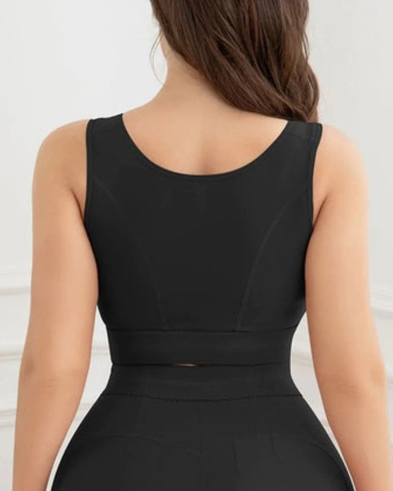 Shapshe® Sujetador Deportivo Negro para Mujer, Sin Aros, con Relleno y Cierre Frontal, Crop Top de Soporte para Entrenamiento