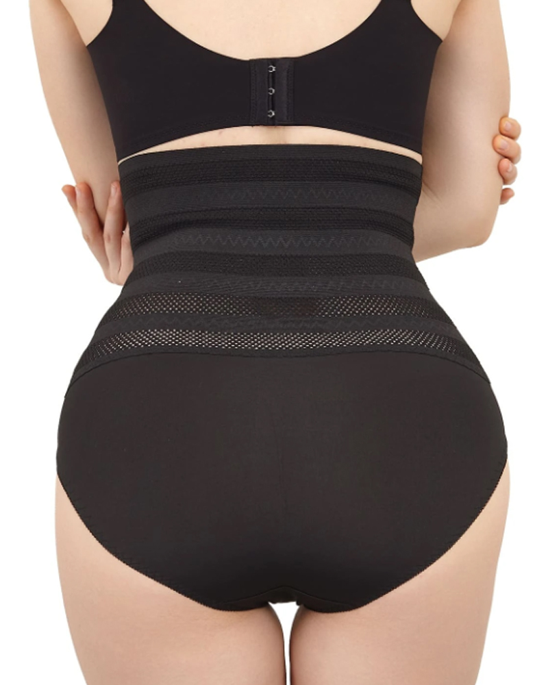 Panty Moldeador de Cintura Alta para Mujer con Estampado Chevron y Control de Abdomen, Braguitas de Malla