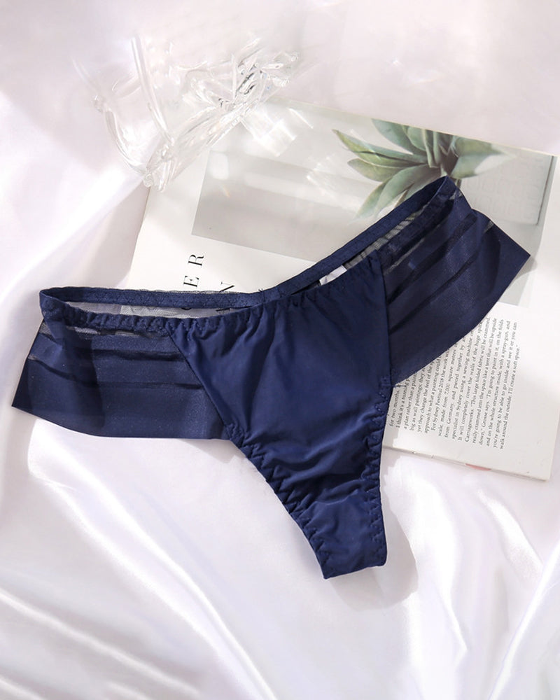 Bragas Sexys de Seda Helada a Rayas para Mujer, Sin Costuras, de Cintura Baja y Transpirables, Tanga