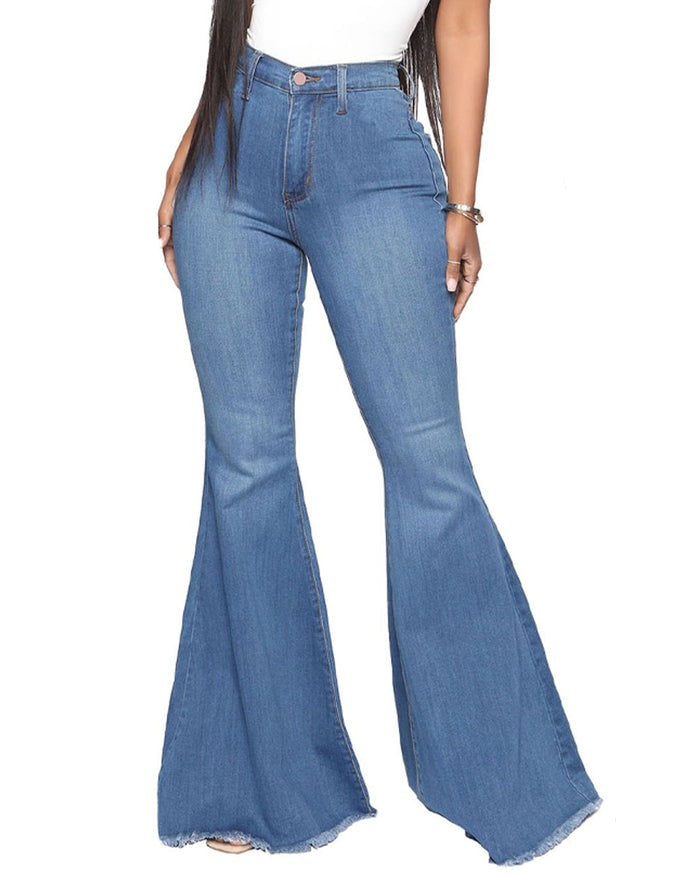 Jeans acampanados multicolor elásticos versátiles con levantacola de cintura alta