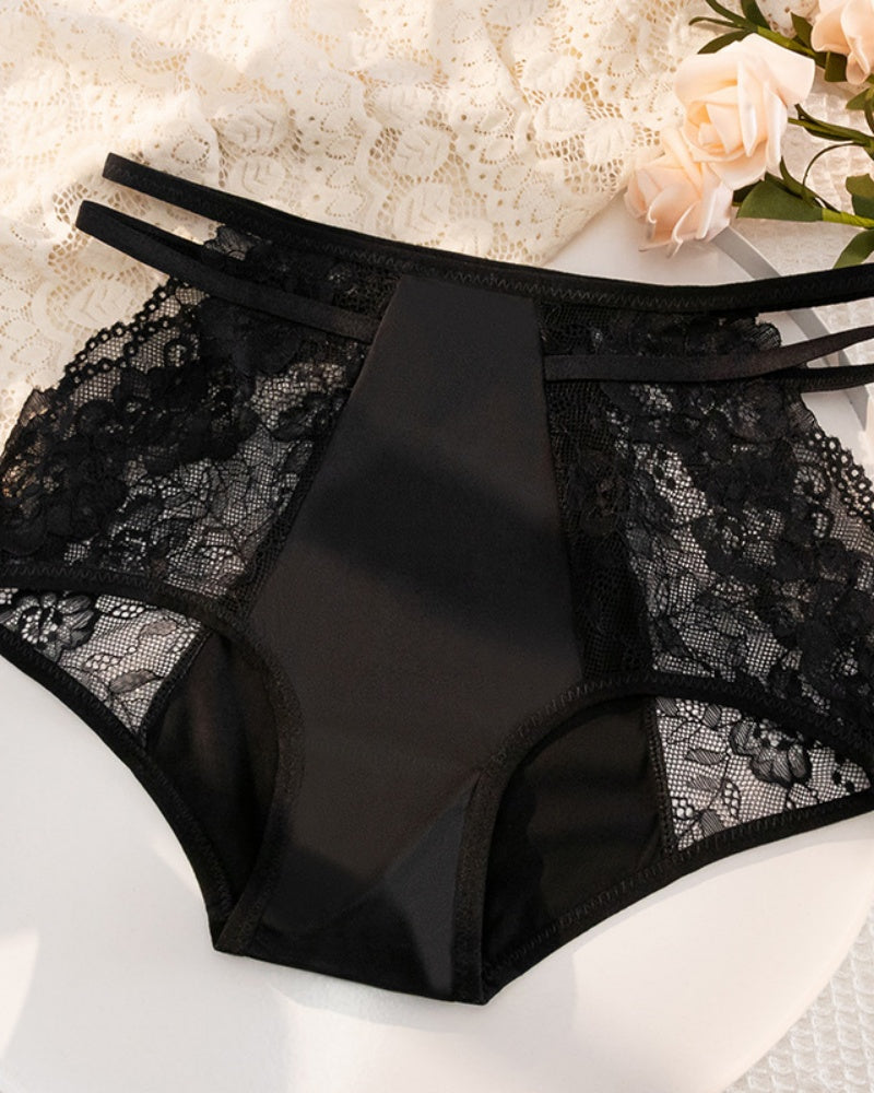 Bragas de Encaje de Seda Helada Sexy de Cintura Alta con Control Abdomen