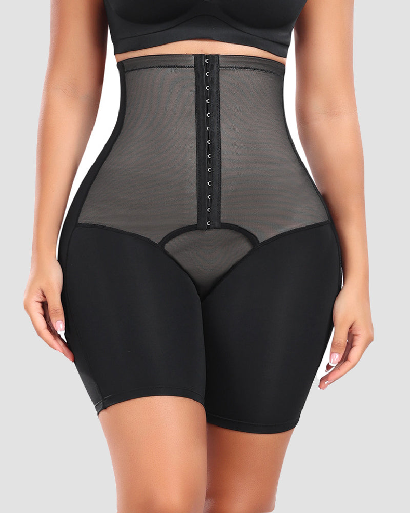 Shorts moldeadores de abdomen para mujer, de cintura alta, elásticos, con ganchos frontales, de ajuste suave