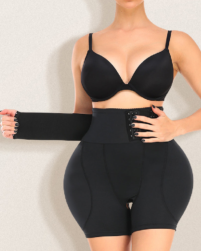 Shorts moldeadores de cintura alta con cinturón ajustable de 9 filas y almohadillas de esponja