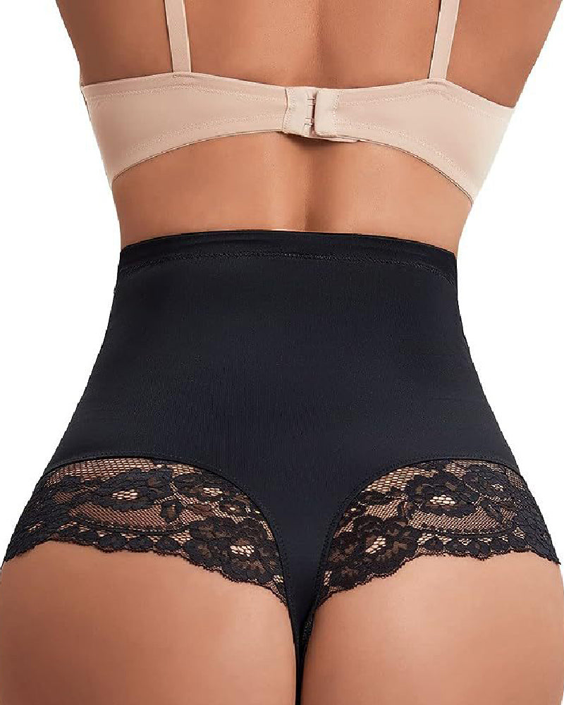 Bragas Moldeadoras de Encaje Sin Costuras con Control de Abdomen, Cintura Alta y Compresión, Tanga Interior