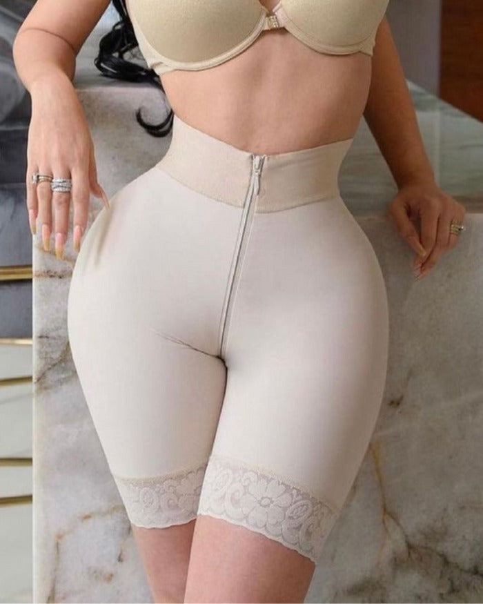 Shapshe® Short de Compresión Doble con Cierre, Levanta Glúteos, Cintura Alta, Almohadillas para Glúteos, Moldeador de Cuerpo Sin Costuras
