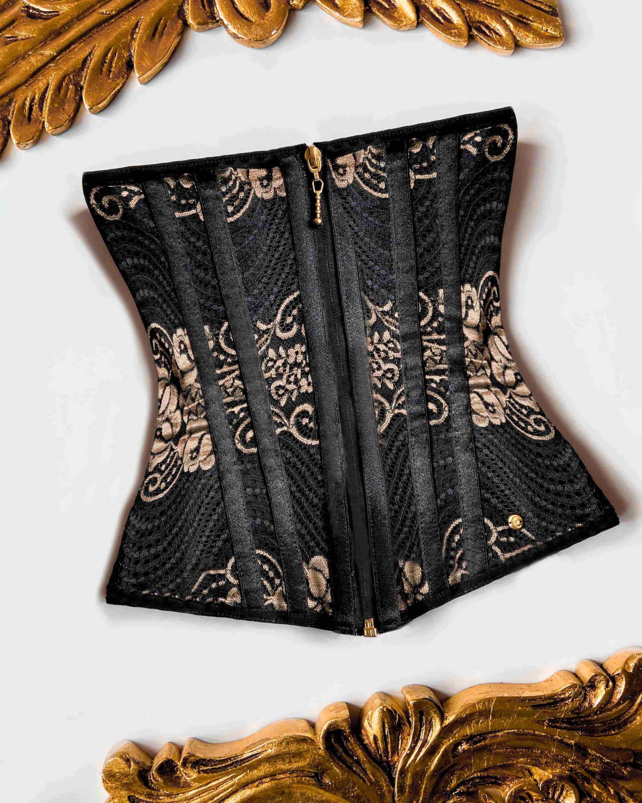 Shapshe® Corset Underbusto de Entrenamiento para Cintura con Ballenas de Acero Jacquard y Cierre de Cremallera