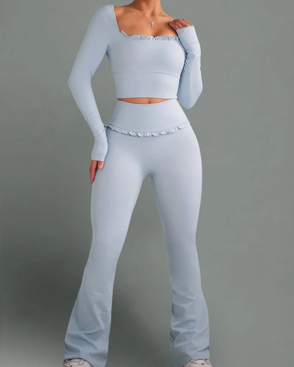 Conjunto Deportivo de Ballet con Volantes, Ajustado, Alta Elasticidad para Fitness y Yoga