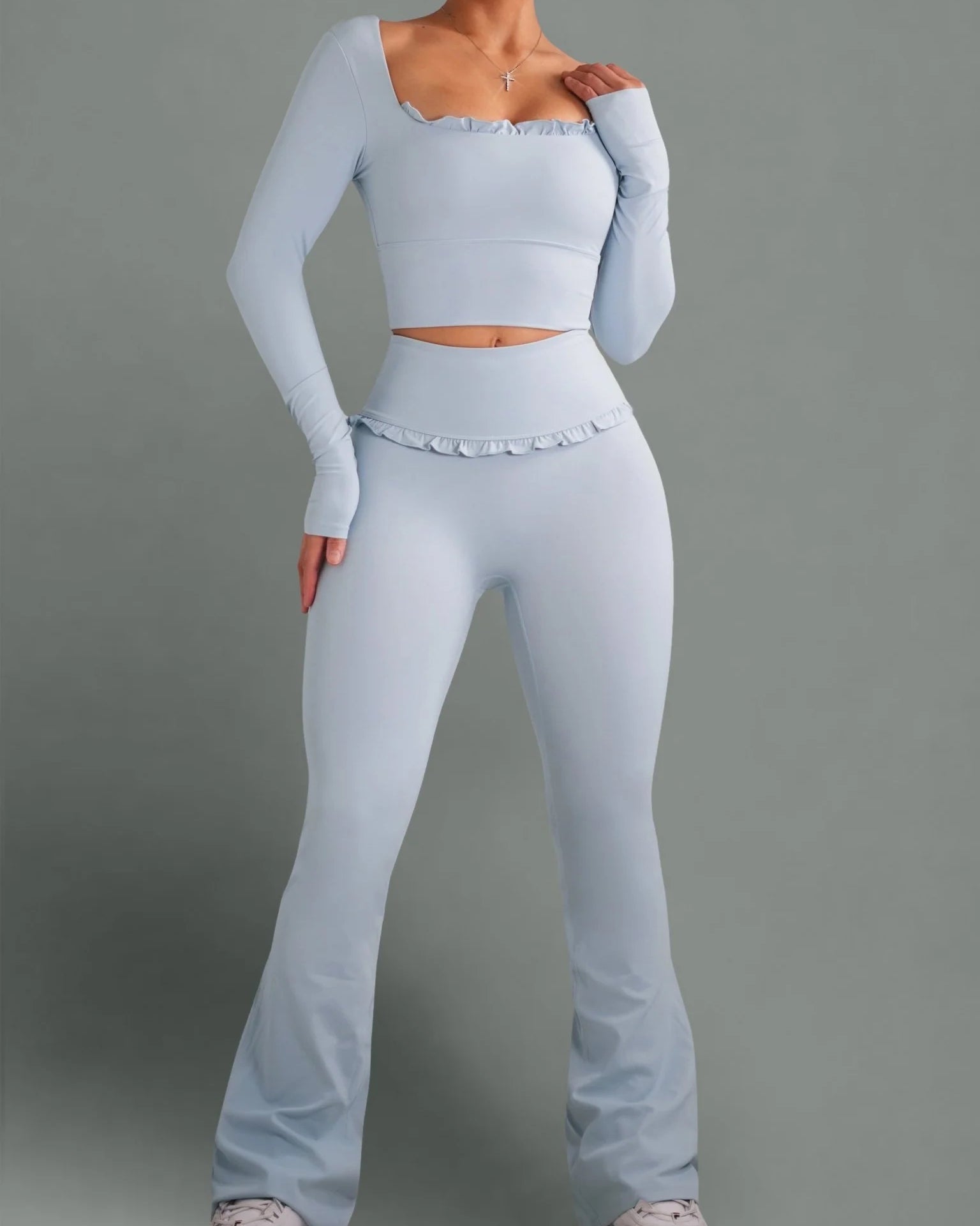Conjunto Deportivo de Ballet con Volantes, Ajustado, Alta Elasticidad para Fitness y Yoga