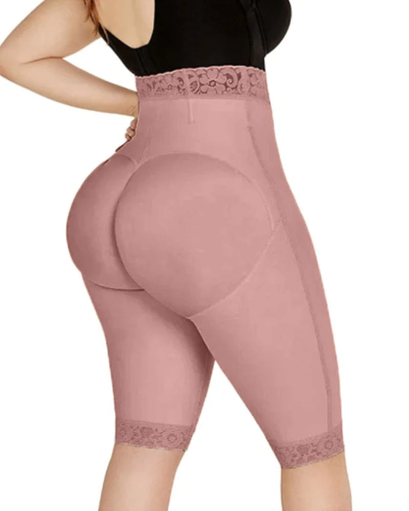 Shapshe® Shorts de Compresión Doble de Cintura Alta para Levantar Glúteos, Cortos hasta la Rodilla