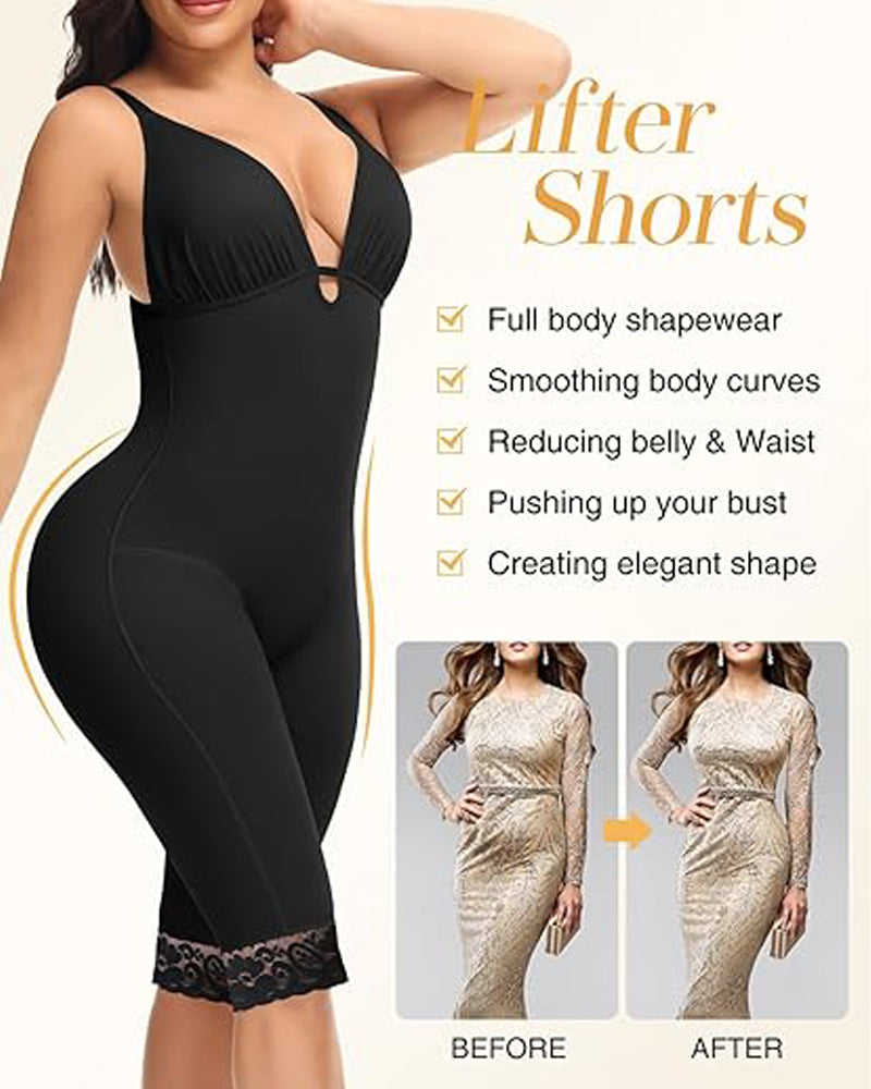 Body de control abdominal tipo U, sin costuras, de media pierna, faja moldeadora de cuerpo completo