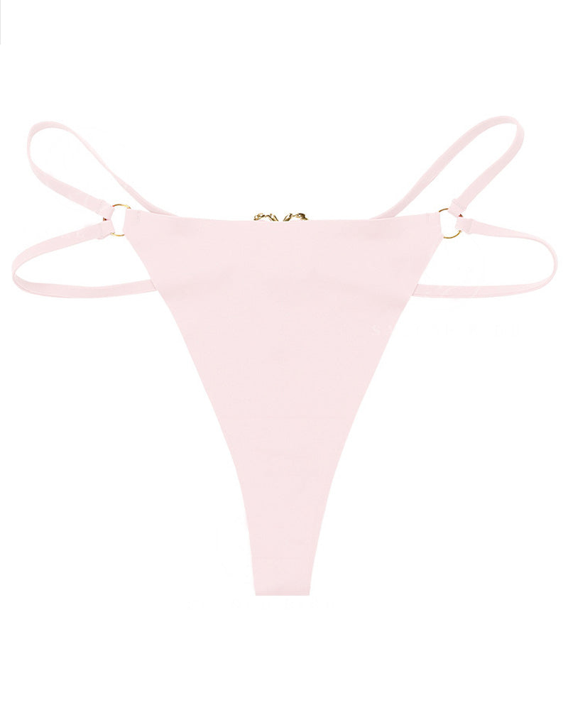 Tanga sin costuras para mujer, cintura baja, anillo metálico, sexy, ropa interior tentación T