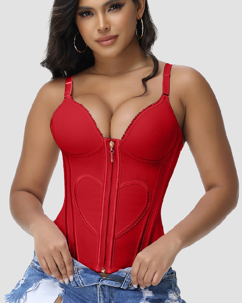 Shapshe® Fajas Colombianas Corset Top con Cremallera Entrenador de Cintura Love Pattern