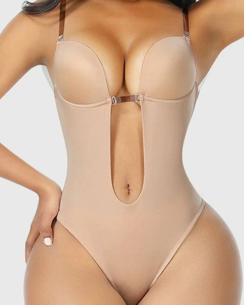 Faja moldeadora para mujer talla grande con espalda descubierta, sujetador integrado, moldeador de cuerpo sin costuras y abertura en la entrepierna