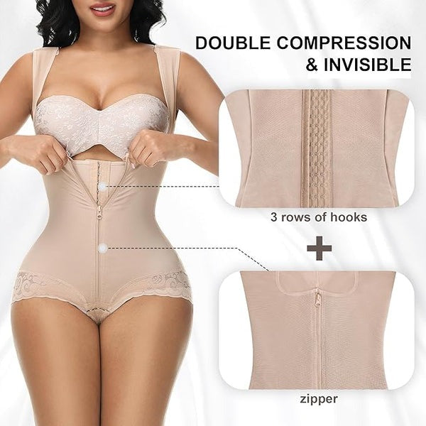 Shapshe® Moldeador Corporal de Alta Compresión con Control de Abdomen y Escote Abierto estilo Leopardo