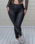 Pantalones de Cuero Brillantes de Cintura Alta, Adelgazantes y Levantacola