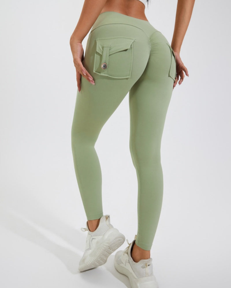 Leggings Deportivos Melocotón con Bolsillos Cargo
