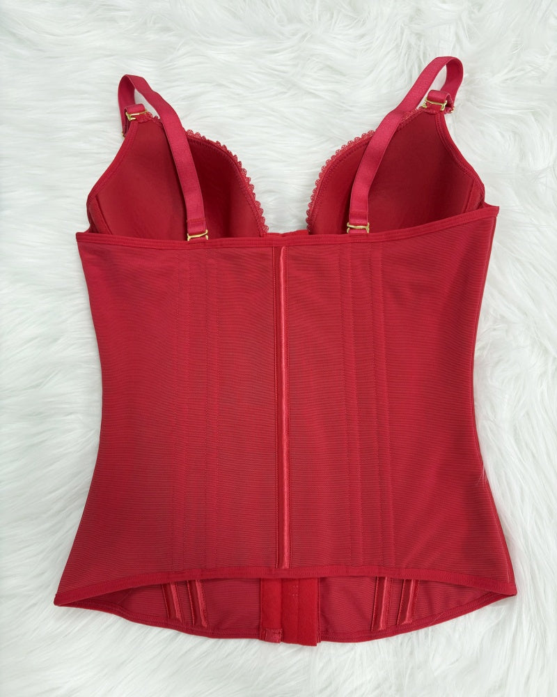 Shapshe® Fajas Colombianas Corset Top con Cremallera Entrenador de Cintura Love Pattern