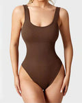 Body de Moldeador Femenino Sexy Sin Mangas con Cuello Cuadrado y Diseño Acanalado