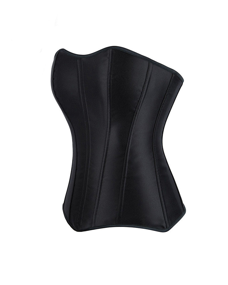 Shapshe® Top Corset de Satén con Cordones y Ballenas para Mujer, Overbust con Cierre Lateral, Entrenador de Cintura