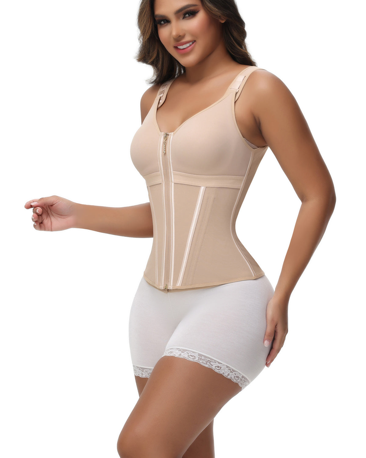 Shapshe® Fajas Colombianas Trainer de Cintura con Cremallera Frontal, Varillas de Acero y Control de Abdomen
