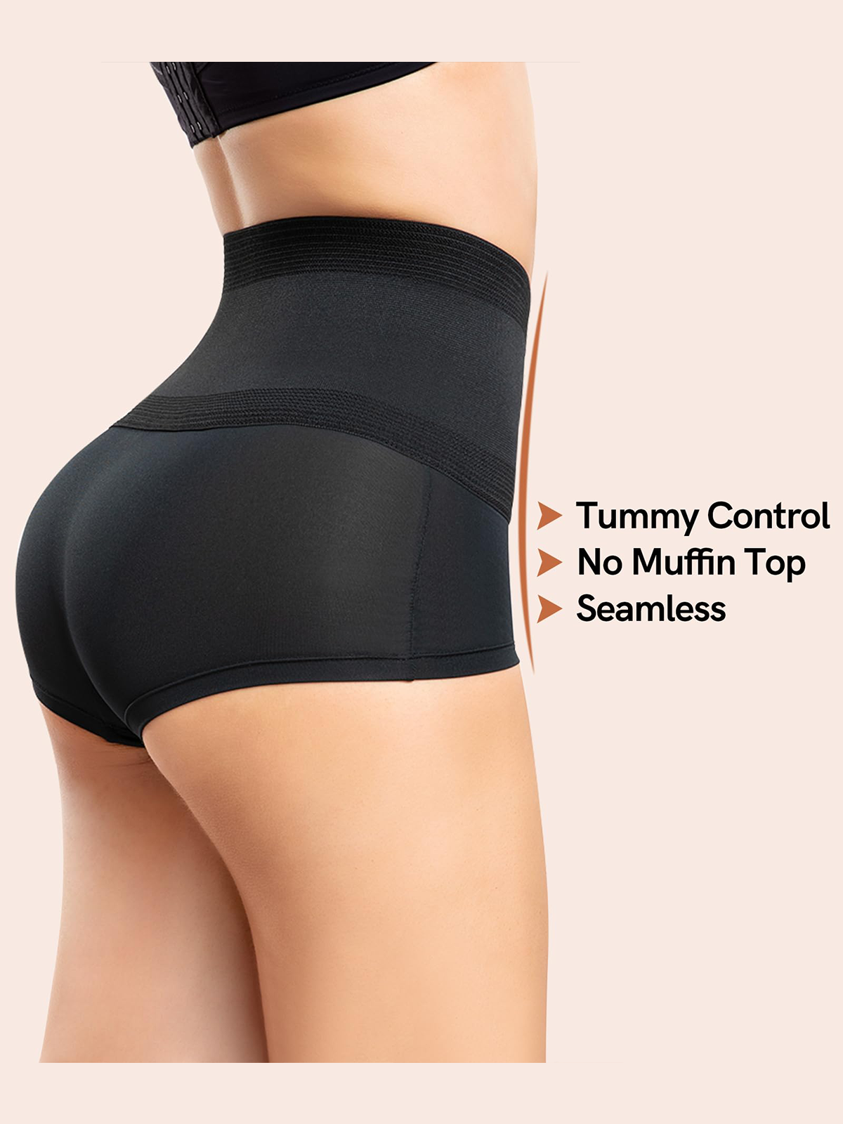Calzones cortos moldeadores para mujer, cintura alta invisible para aplanar el abdomen
