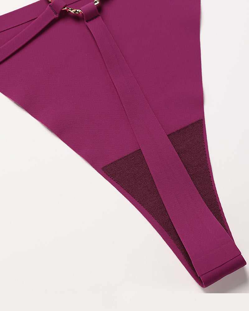 Tanga sin costuras para mujer, cintura baja, anillo metálico, sexy, ropa interior tentación T