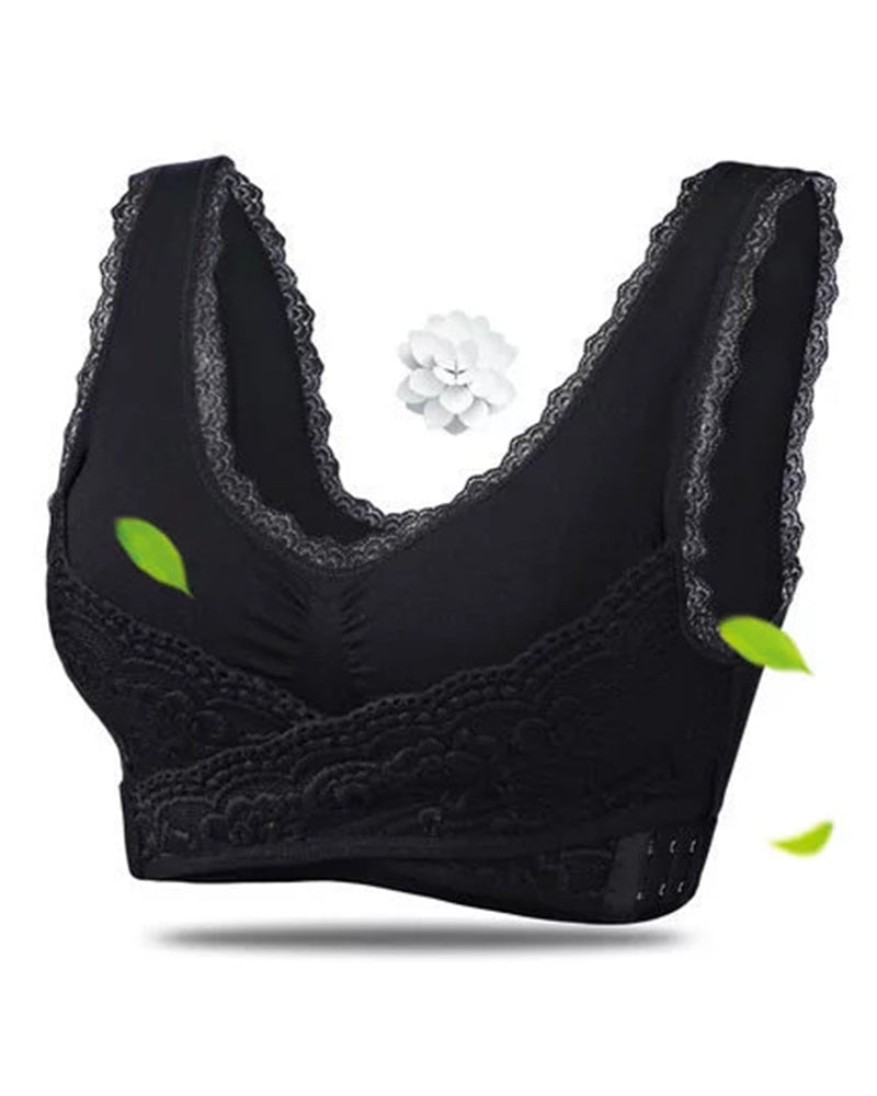 Sujetador deportivo push-up sin aros para mujer, con cierre lateral cruzado frontal