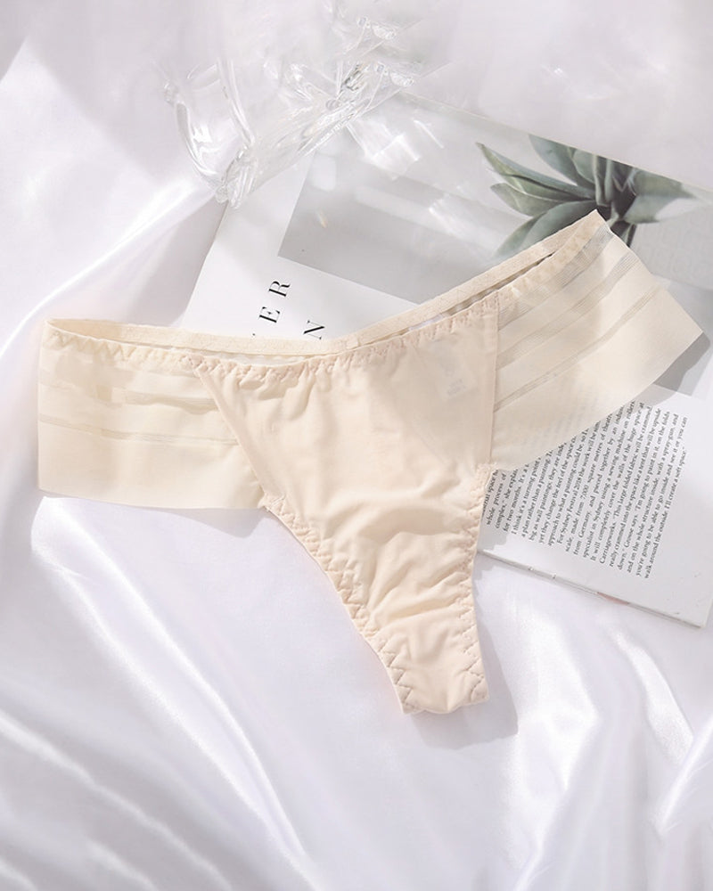 Bragas Sexys de Seda Helada a Rayas para Mujer, Sin Costuras, de Cintura Baja y Transpirables, Tanga