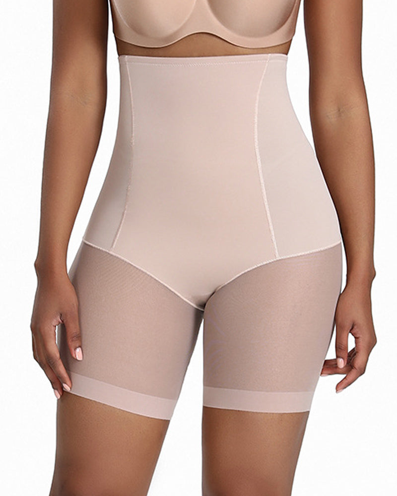 Shorts Moldeadores Transpirables de Malla Sin Costuras con Control de Abdomen y Levantamiento de Cadera tipo Corsé