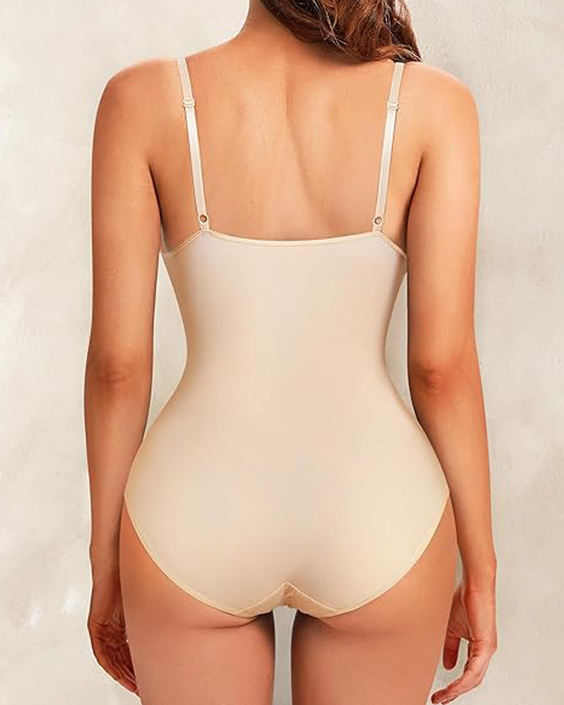 Bodysuit moldeador con escote en V profundo y control abdomen plano con sostén incorporado