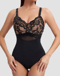 Body moldeador sin costuras con encaje, control de abdomen, cintura slim y tanga, con sujetador