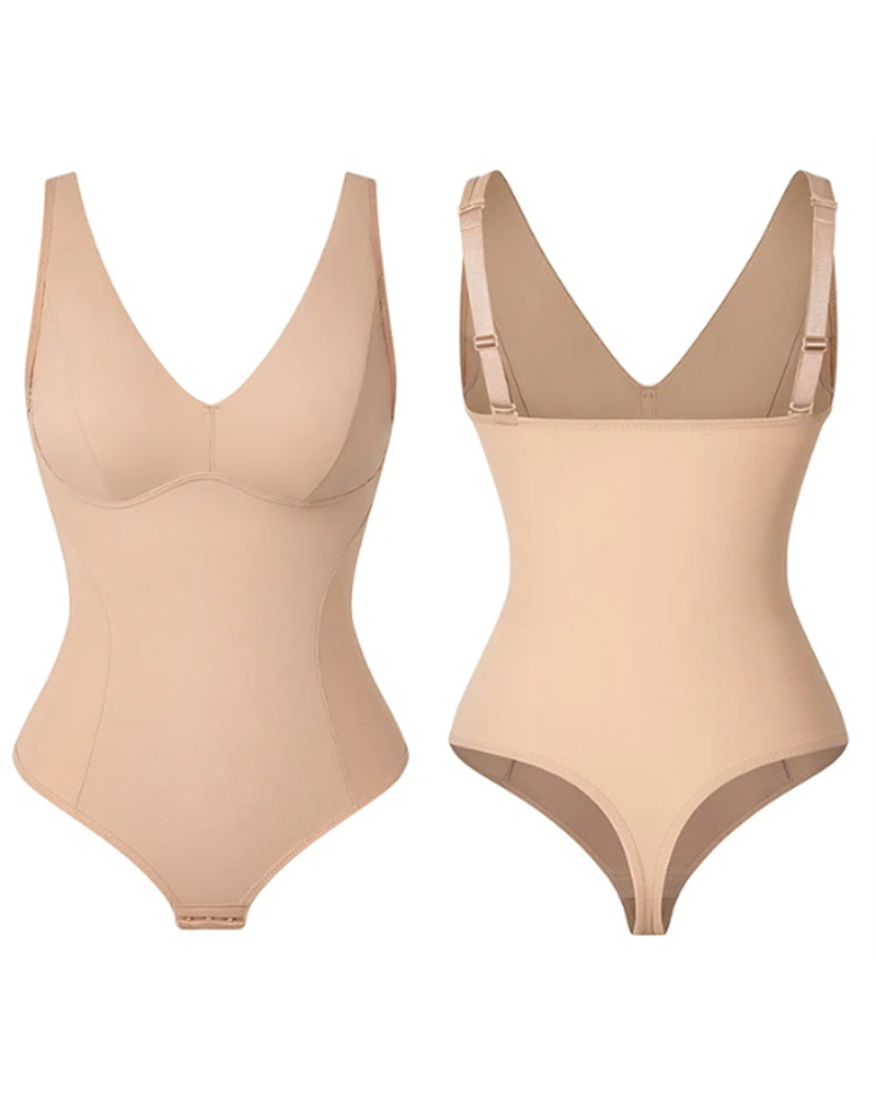 Modelador Corporal Slim Control de Abdomen Body Shaper con Escote en V Profundo y Tanga