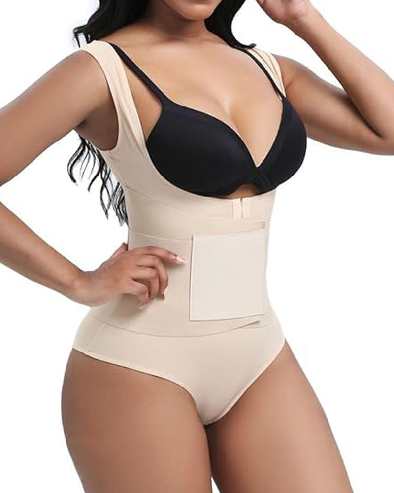Mujer Body Faja Tanga de Control Abdominal con Espalda Baja y Cinturón Reforzado