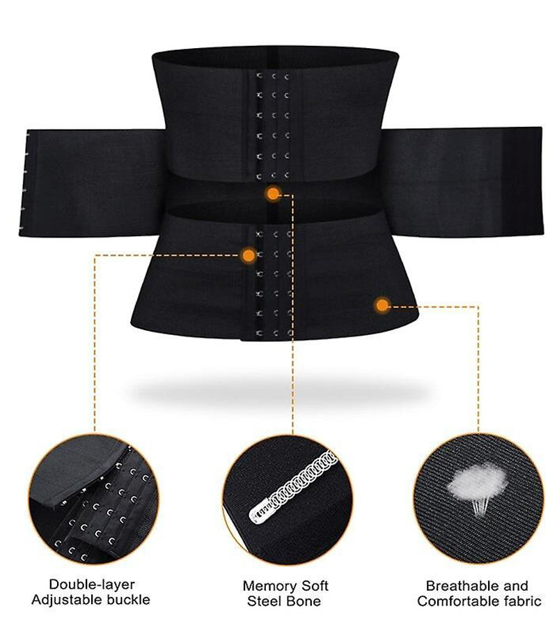 Corsé Cinturilla de Cintura con Doble Cinturón Transpirable Moldeador de Abdomen Ajustable para Entrenamiento Fajas Reductoras