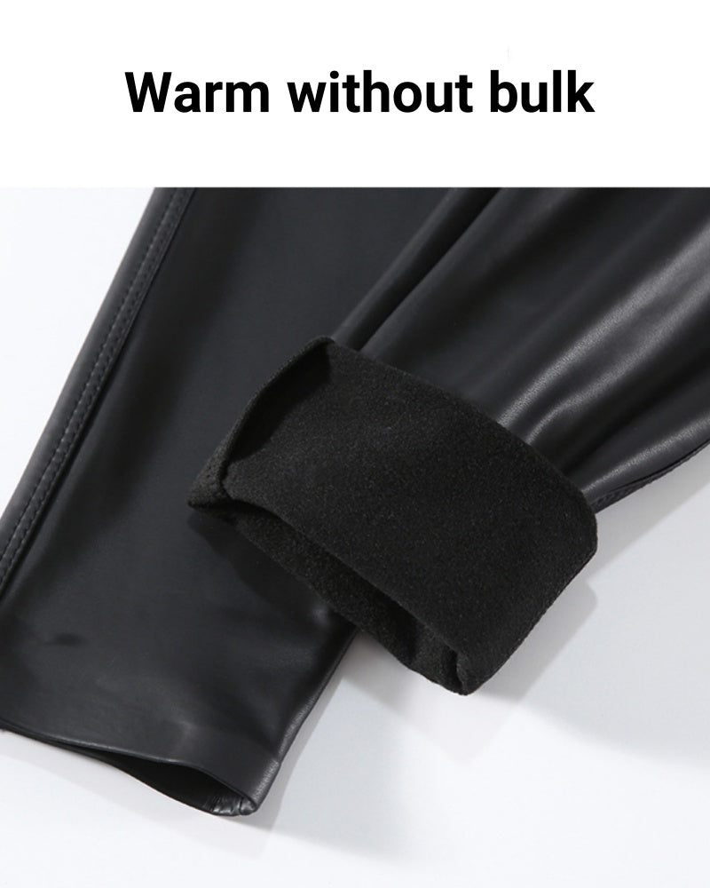 Leggings Ajustados de Cuero Elástico con Estampado de Cocodrilo Sintético Plush