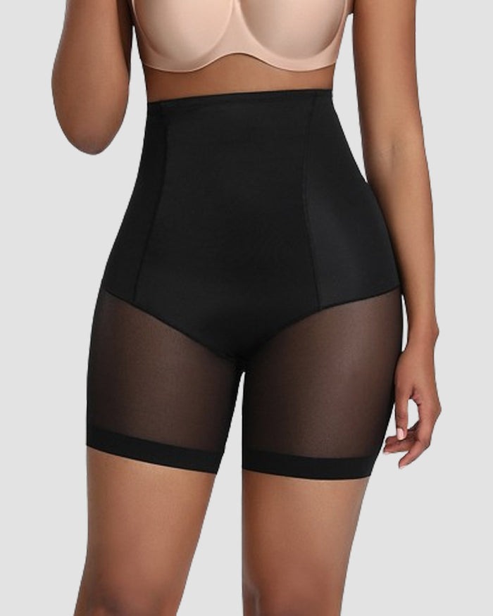 Shorts Moldeadores Transpirables de Malla Sin Costuras con Control de Abdomen y Levantamiento de Cadera tipo Corsé
