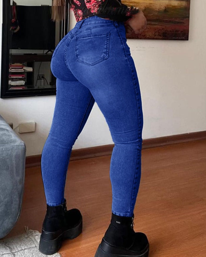 Shapshe® Jeans Ajustados de Mezclilla de Cintura Alta con Control de Abdomen y Levantamiento de Glúteos