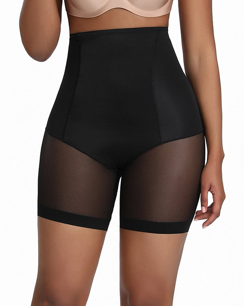 Shorts Moldeadores Transpirables de Malla Sin Costuras con Control de Abdomen y Levantamiento de Cadera tipo Corsé