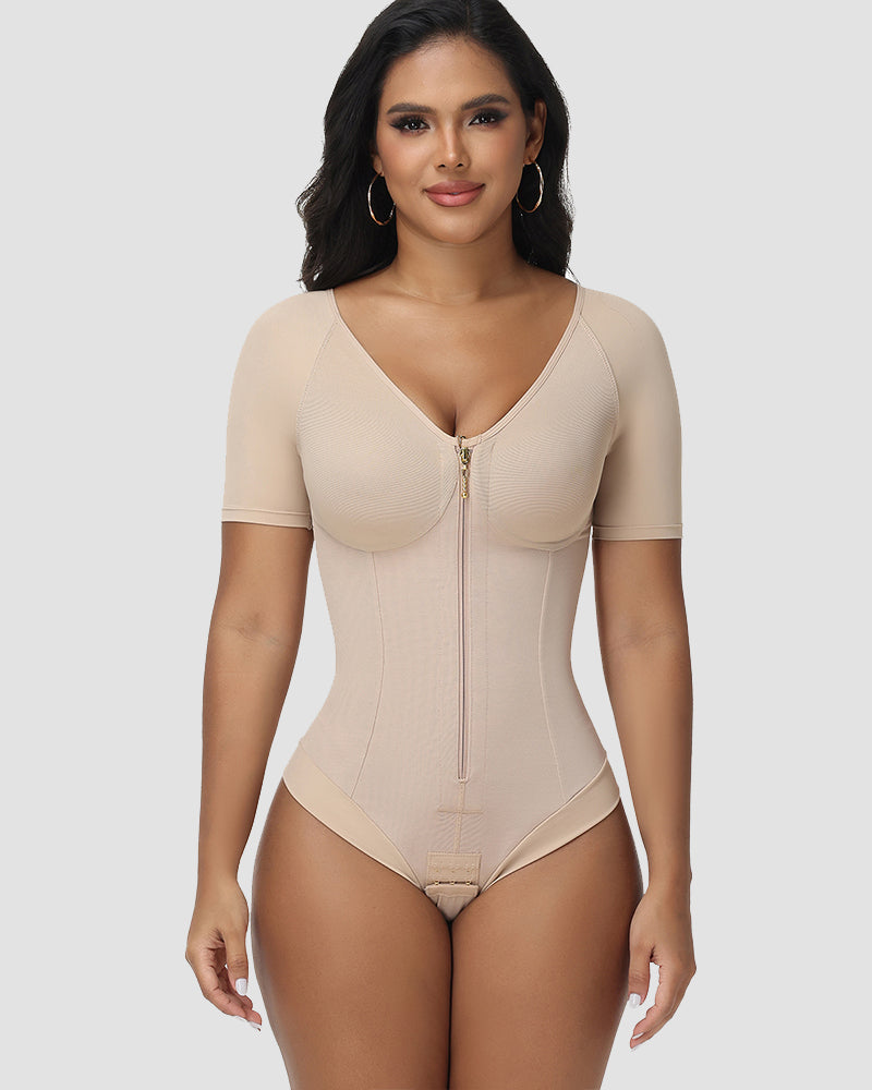 Shapshe® Body de Tanga con Control de Abdomen y Mangas Cortas