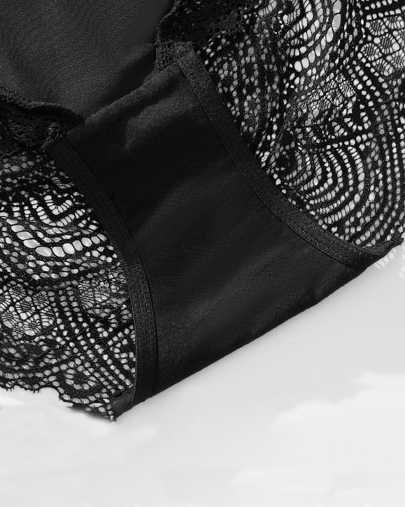 Bragas de encaje semitransparentes sexy para mujer, de cintura media y transpirables
