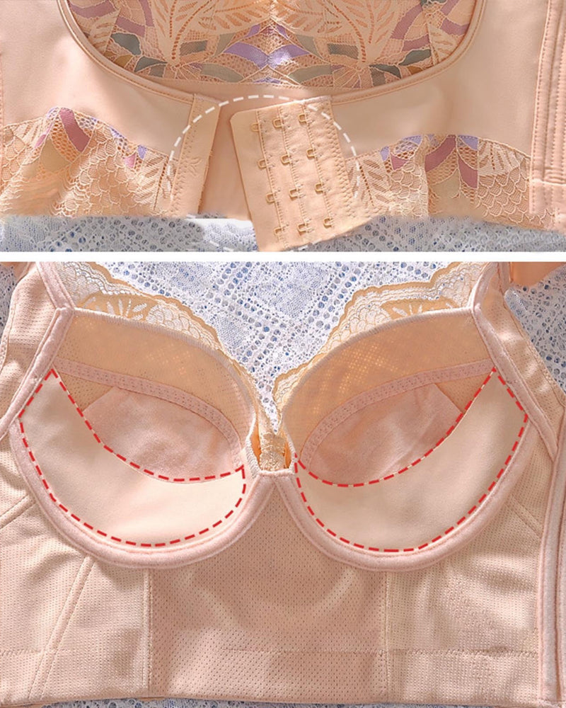Sostén Push Up Sin Aros para Mujer con Soporte Lateral, Corsé Largo y Tirantes Anchos Ajustables