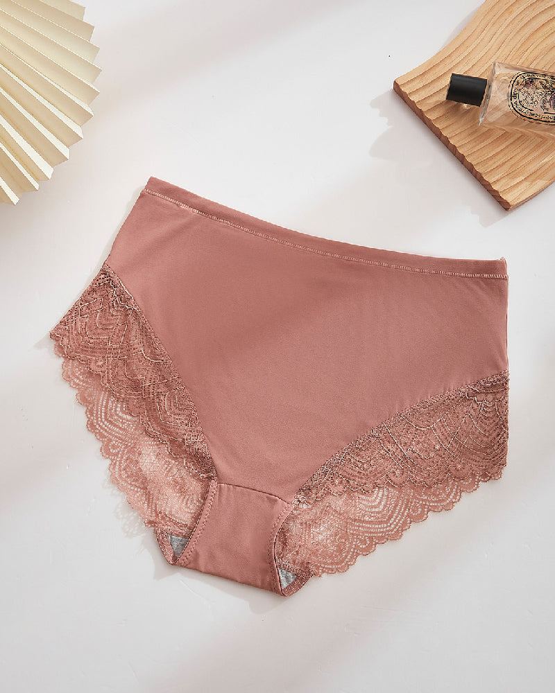 Bragas de encaje semitransparentes sexy para mujer, de cintura media y transpirables