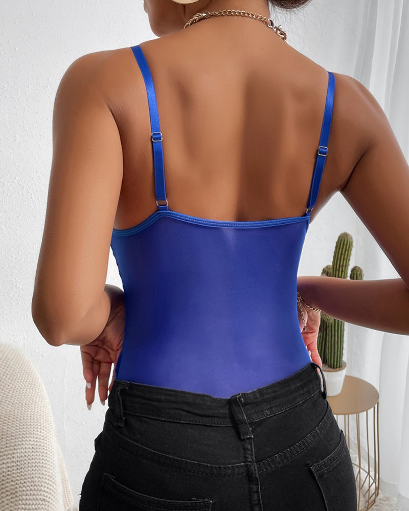 Body de encaje sexy para mujer, con parche de malla, bustier transpirable, moldeador de busto