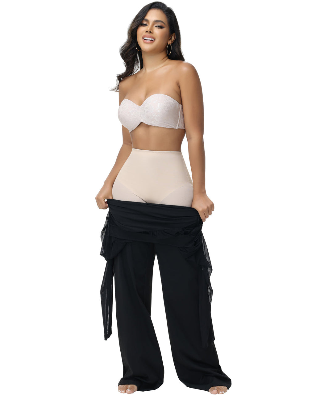 Shorts moldeadores de malla sin costuras para mujer, de cintura alta, reductor de muslos, ropa interior
