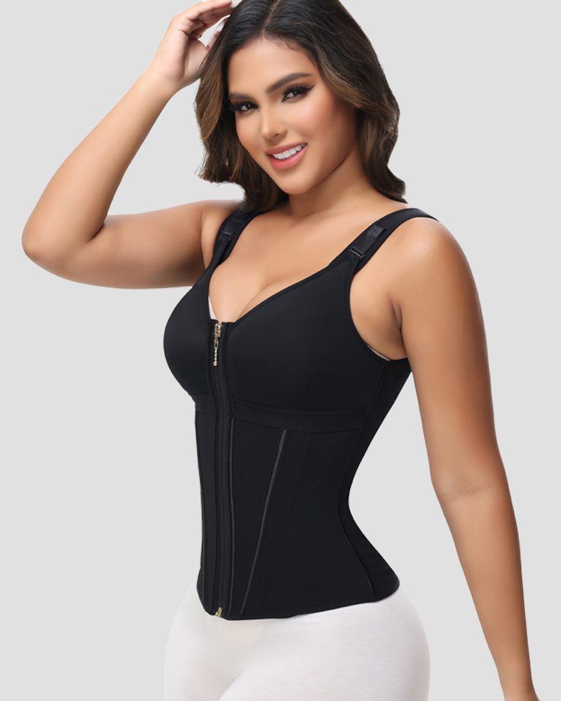 Shapshe® Fajas Colombianas Trainer de Cintura con Cremallera Frontal, Varillas de Acero y Control de Abdomen