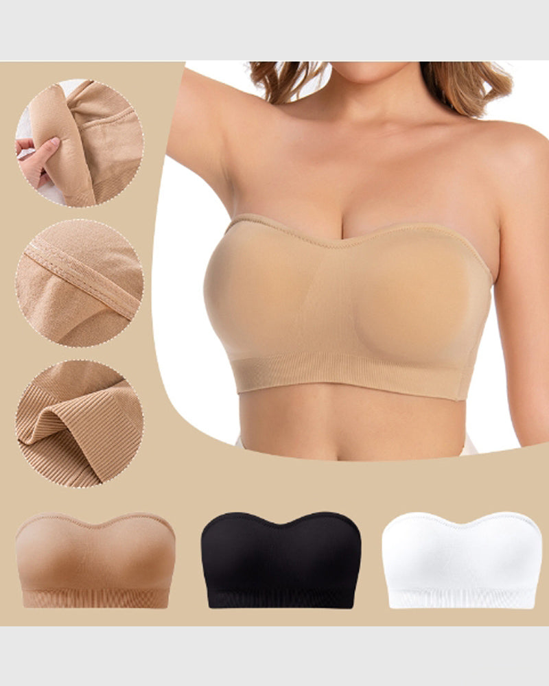 Sostén Push Up Sin Tirantes para Mujer, Sin Aro, Tipo Tubo Sin Costuras