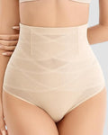 Bragas moldeadoras de malla de alta elasticidad para mujer, tanga tipo T con compresión cruzada para el abdomen