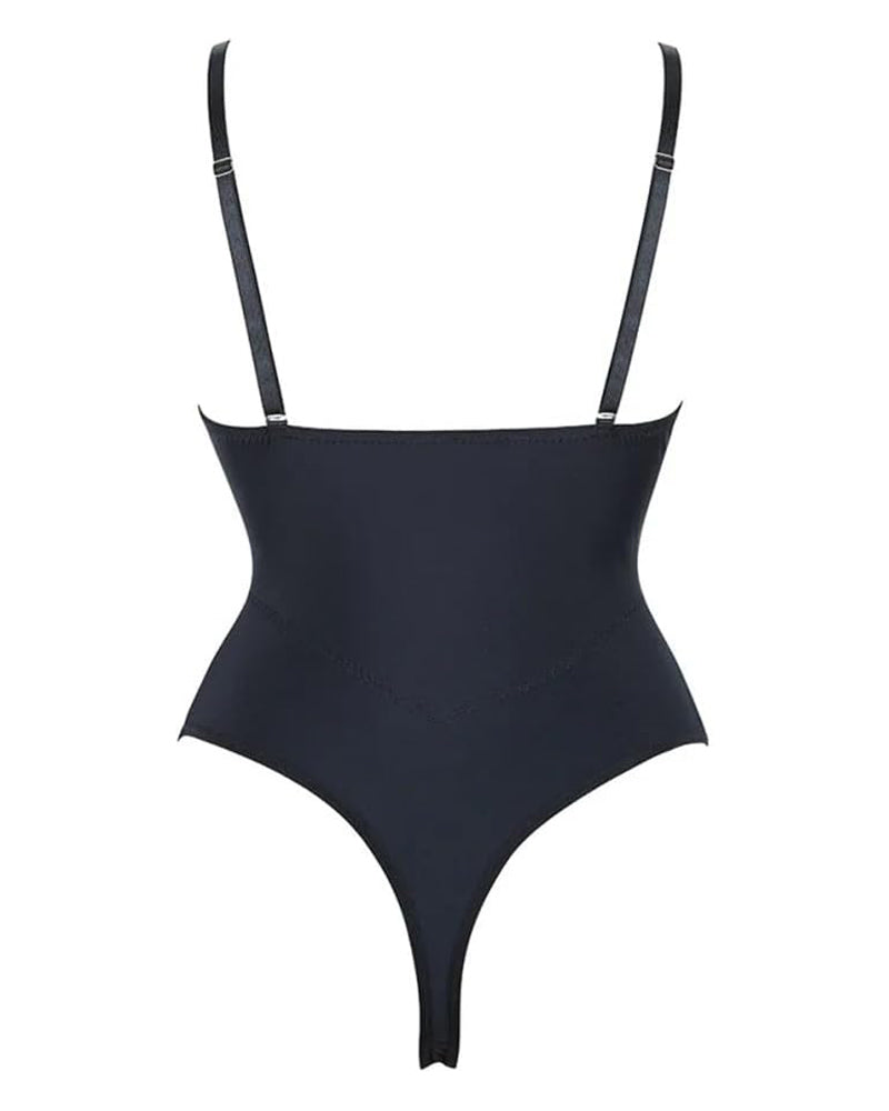 Corsé Sexy de Malla Moldeadora Body Sin Espalda con Tanga y Sostén Incorporado