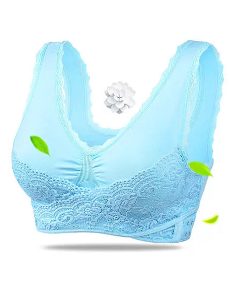 Sujetador deportivo push-up sin aros para mujer, con cierre lateral cruzado frontal
