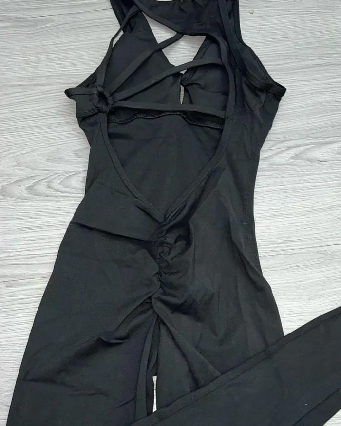 Mono de malla elástico sin mangas para mujer con hermosa espalda